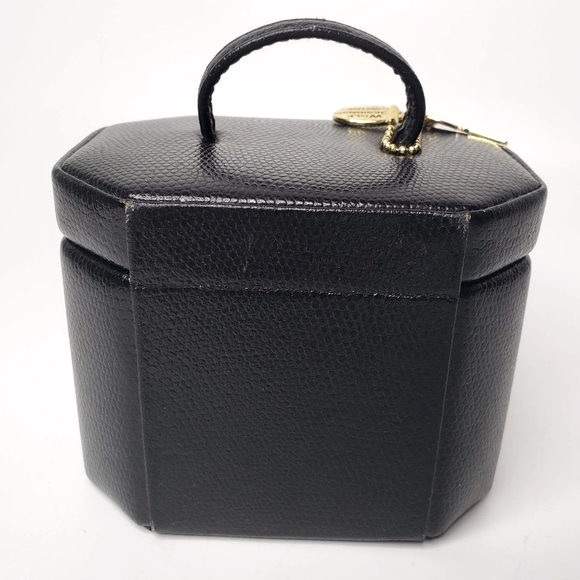 Vintage Wolf Designs Pebble Leather Mini Jewelry Display Box with Key and Mirror - Picture 3 of 12